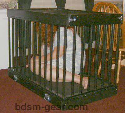 wood and leather dungeon slave cage