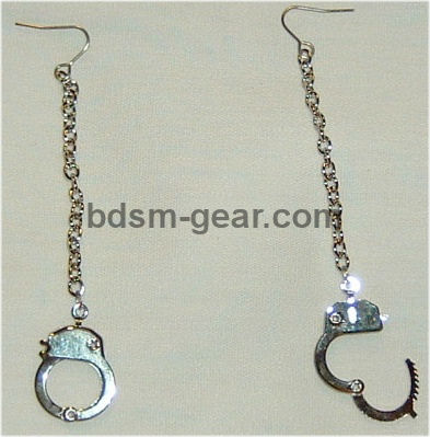 hand-cuff earrings, bdsm submissive and slave jewelry
