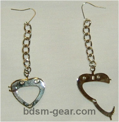 hand-cuff earrings, bdsm submissive and slave jewelry