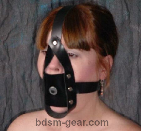 Leather Slave Training Post Gag with Head Harness