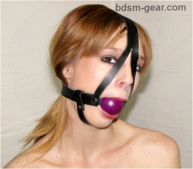 purple Rubber Ball Gags with Harnesses