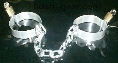 medieval bdsm or gorean metal shackles for wrist or ankle bondage gear