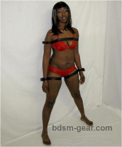 leather arms to body binding straps harness bondage bdsm fetish gothic gorean submissive and slave