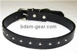 Studded Black Leather Collar