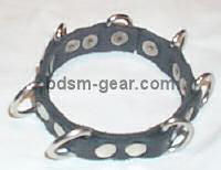 multi-ring leather bracelet for bdsm fetish gothic gorean submissive and slave bondage