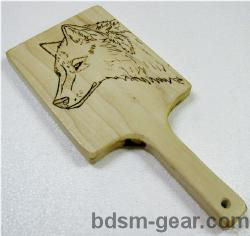 Hand Burned Wolf Paddle
