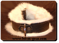 sensual rabbit lined leather collar for human submissive and slave bondage bdsm fetish gothic gorean and punk