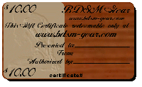 bondage gift certificates