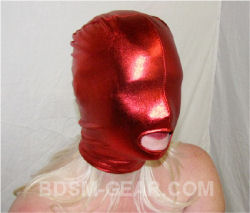 Red Latex Bondage Hood with Mouth Hole