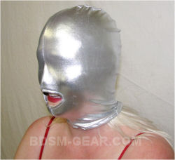 Silver Latex Hood with Mouth