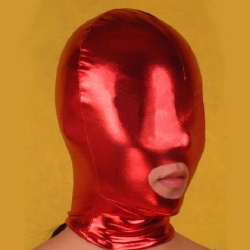 Red Latex Bondage Hood with Mouth Hole