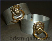 Metal lion head bdsm bondage collar cuffs set