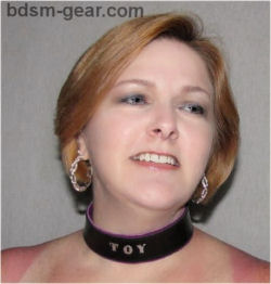 Stamped personalized black leather human collar