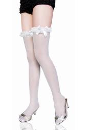White Garter Top Thigh High Stockings