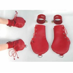 Red Suspension Duty Bondage Mittens