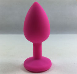 Small Pink Silicone Jeweled Butt Plug
