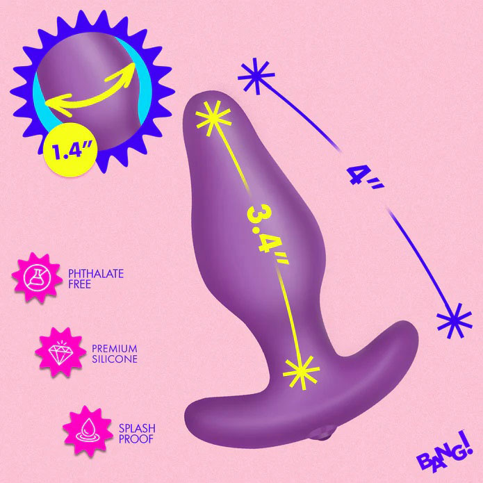 Vibrating Silicone Butt Plug With Digital Remote - Purple