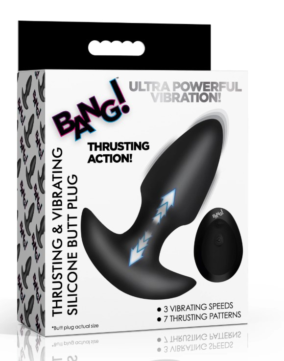 Thrusting and Vibrating Silicone Butt Plug