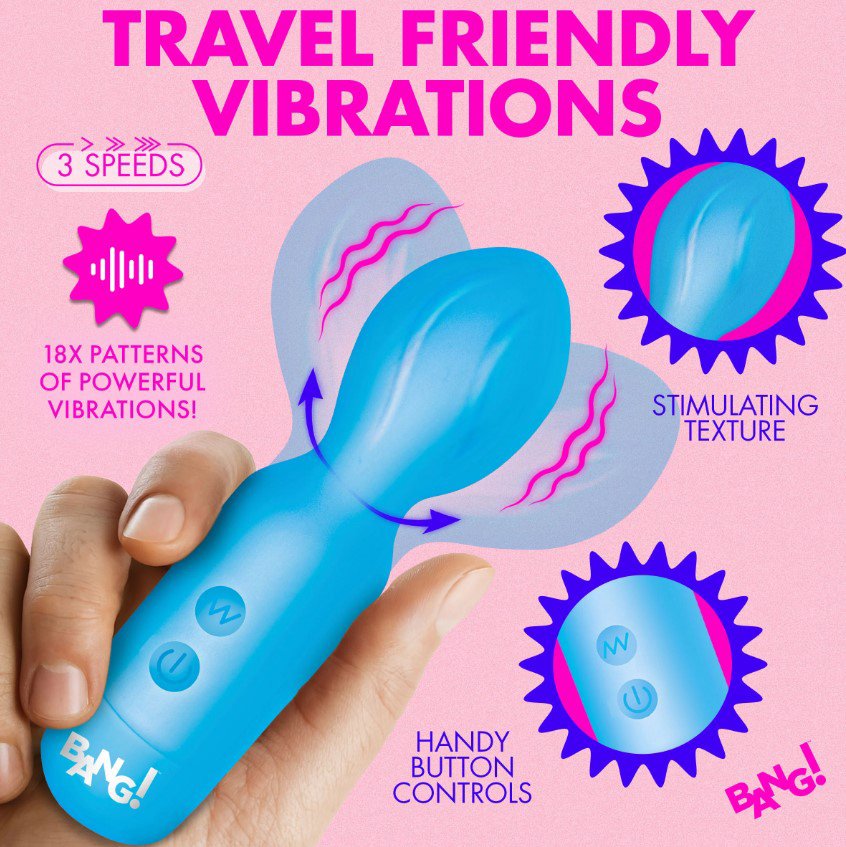 18x Vibrating Silicone Mini Wand - Blue