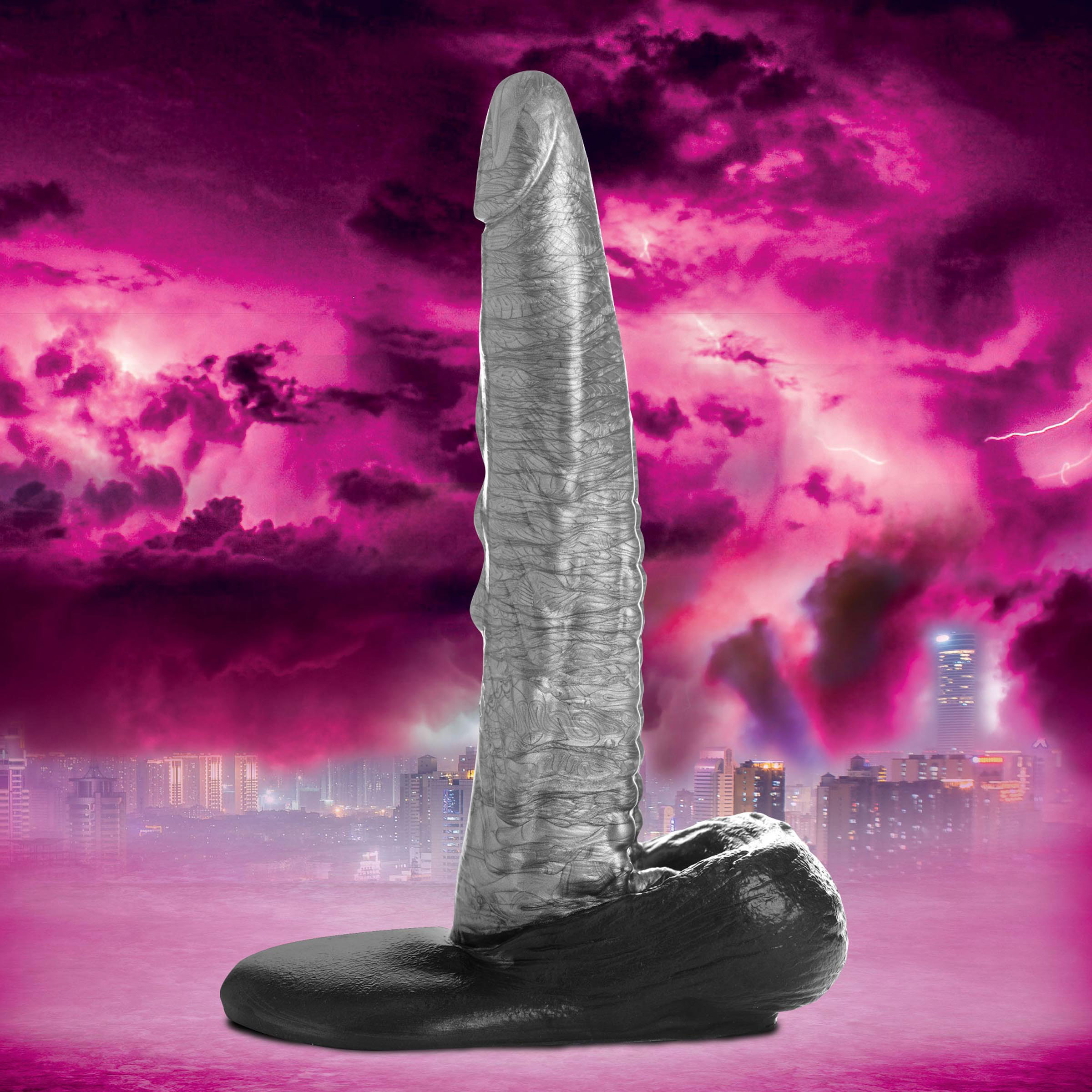 The Gargoyle Rock Hard Silicone Dildo - Silver