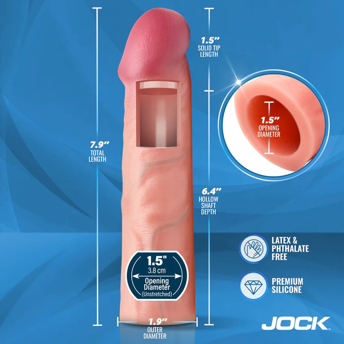 Jock 1.5" Silicone Penis Extension Sleeve - Light