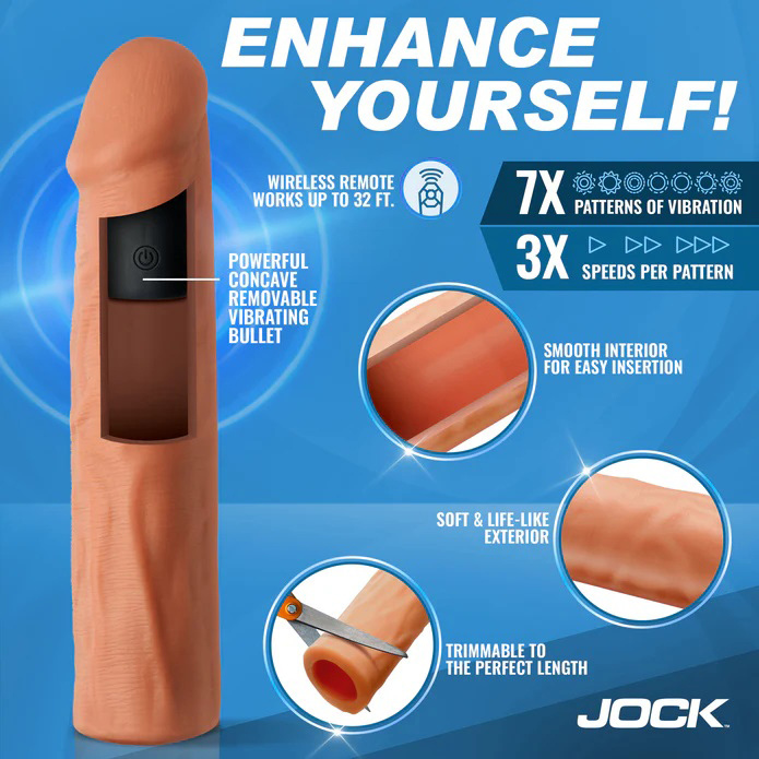 Jock Vibrating Penis Extension with Remote - Medium