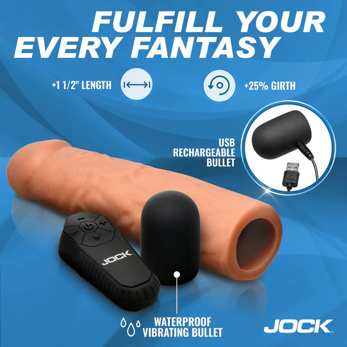 Jock Vibrating Penis Extension with Remote - Medium