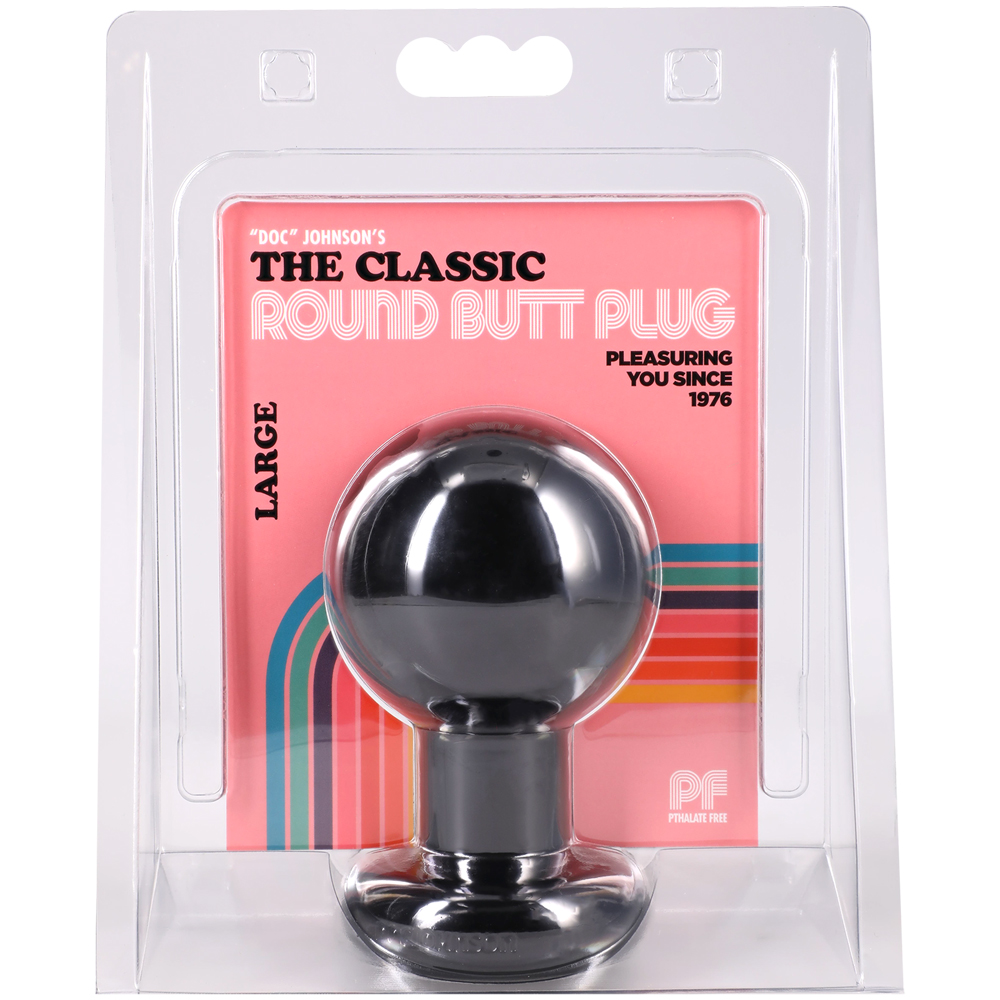 Round Butt Plug Large - Black