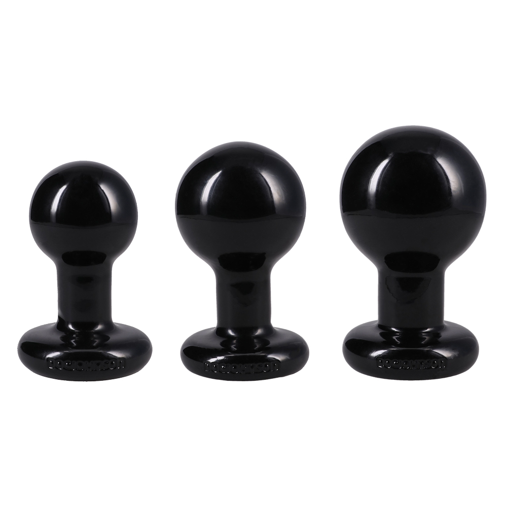 Round Butt Plug 3 Piece Set - Black