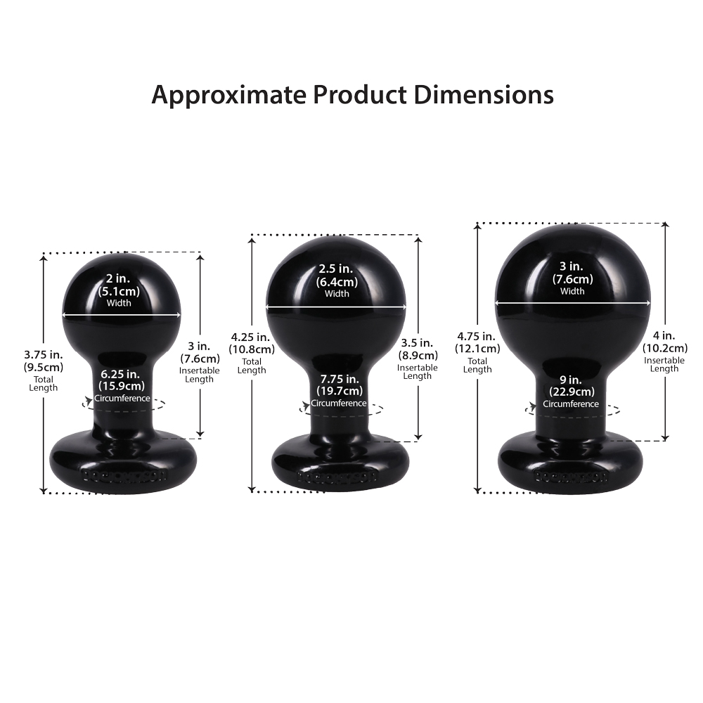 Round Butt Plug 3 Piece Set - Black