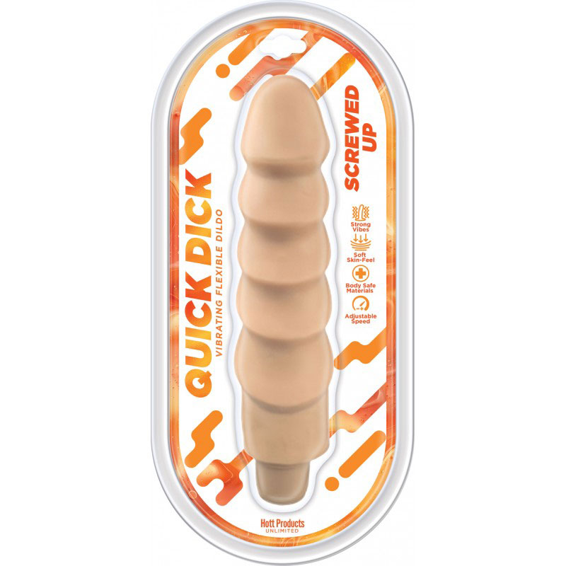 Screwed Up Quick Dick - Vibrating Flex Dildo - 8 Inch