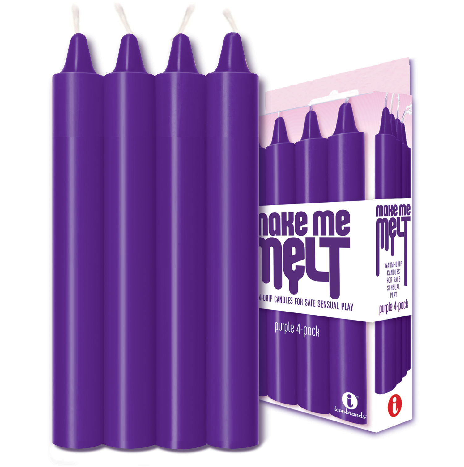 Make Me Melt Sensual Warm-Drip Candles 4pk Purple