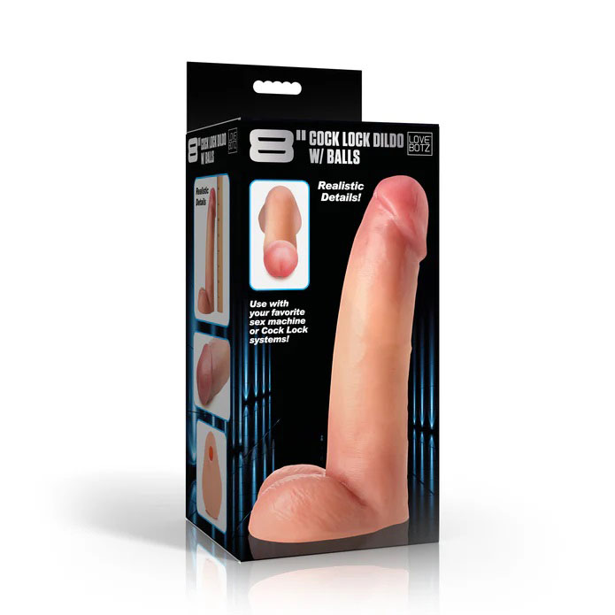 8" Cock Lock Dildo With Balls - Light