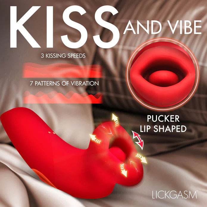 Plump Kiss Sucking and Vibrating Clitoral Stimulator - Red