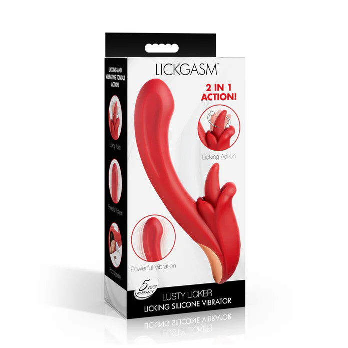 Lusty Licker Licking Silicone Vibrator - Red