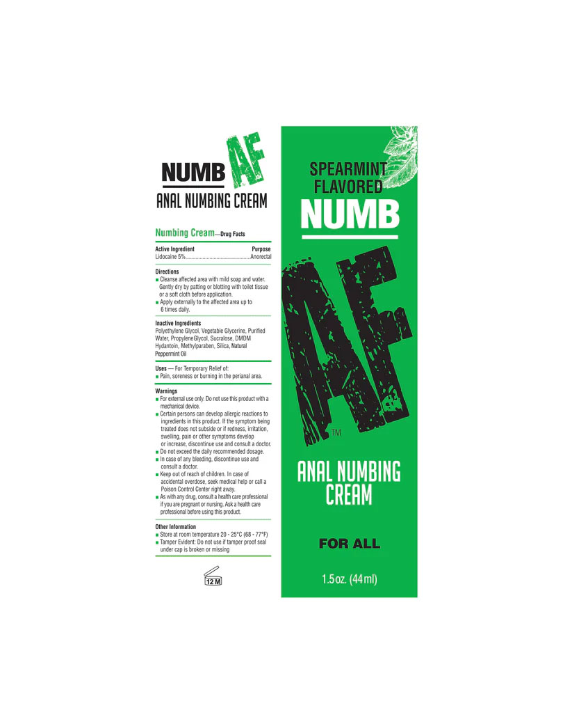 Numb Af- Spearmint Flavored Anal Numb Cream - 1.5 Oz (44 ml)