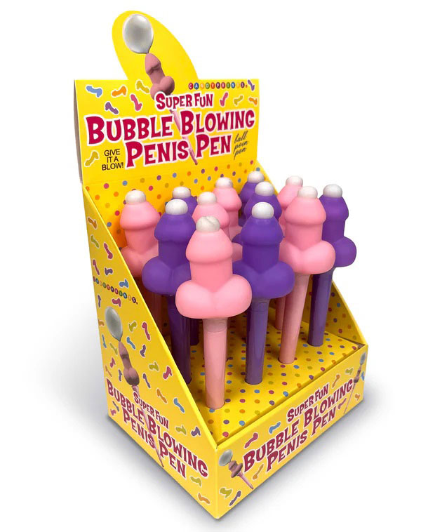 Super Fun Penis Bubble Blowing Penis Pen - Display of 12ct