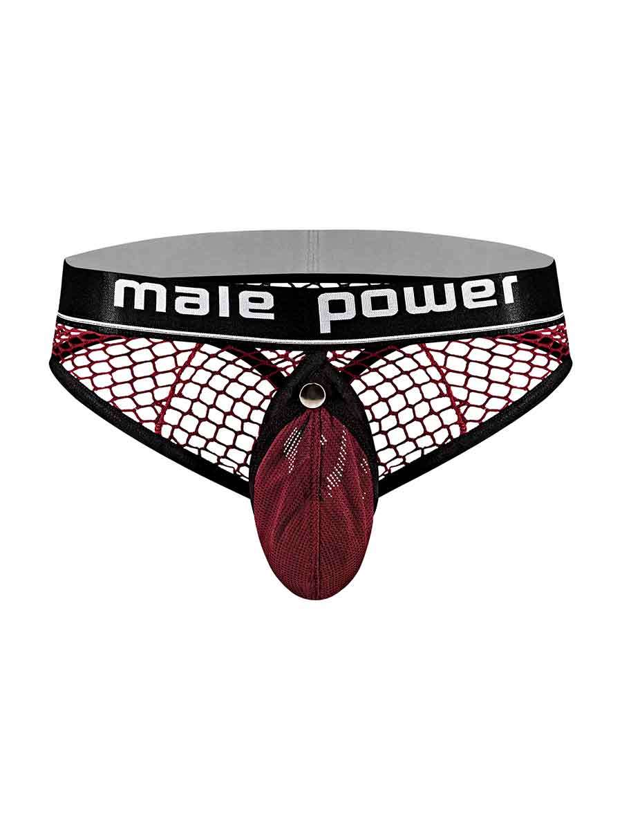 Cock Pit Net Cock Ring Thong - S/ M - Burgundy