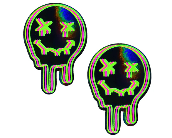 Super Uv Trippy Face Neon Nipple Cover Pasties