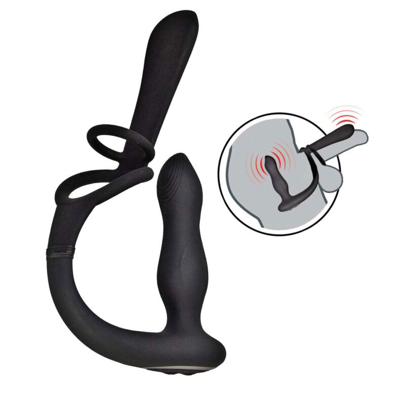 Enhancer Vibro Plug and Penis Sheath - Black