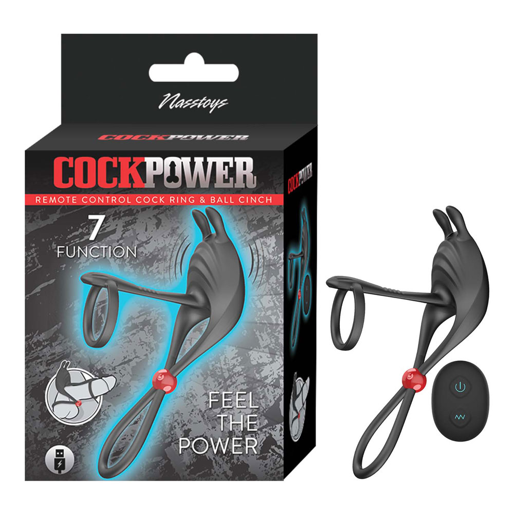 Cockpower Remote Control Cockring and Ball Cinch - Black