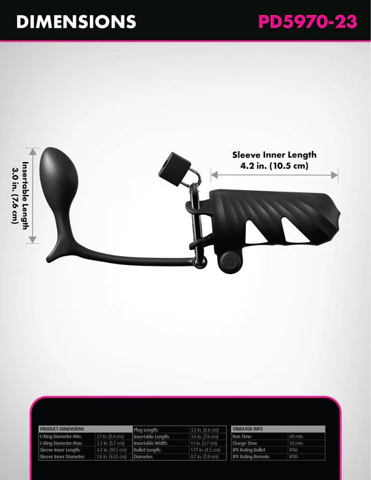 Fantasy C-Ringz Remote-Controlled Vibrating Cock Blocker With Ass-Gasm Plug - Black