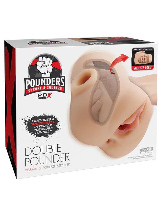 Pdx Plus Double Pounder Vibrating Squeeze Stroker - Light