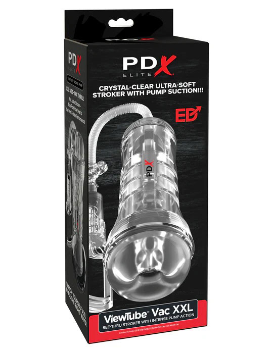 Pdx Elite Viewtube Vac XXL Pump See-Thru Ez-Grip Pump Stroker - Clear