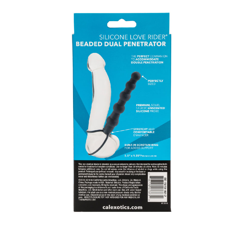 Silicone Love Rider Beaded Dual Penetrator - Black