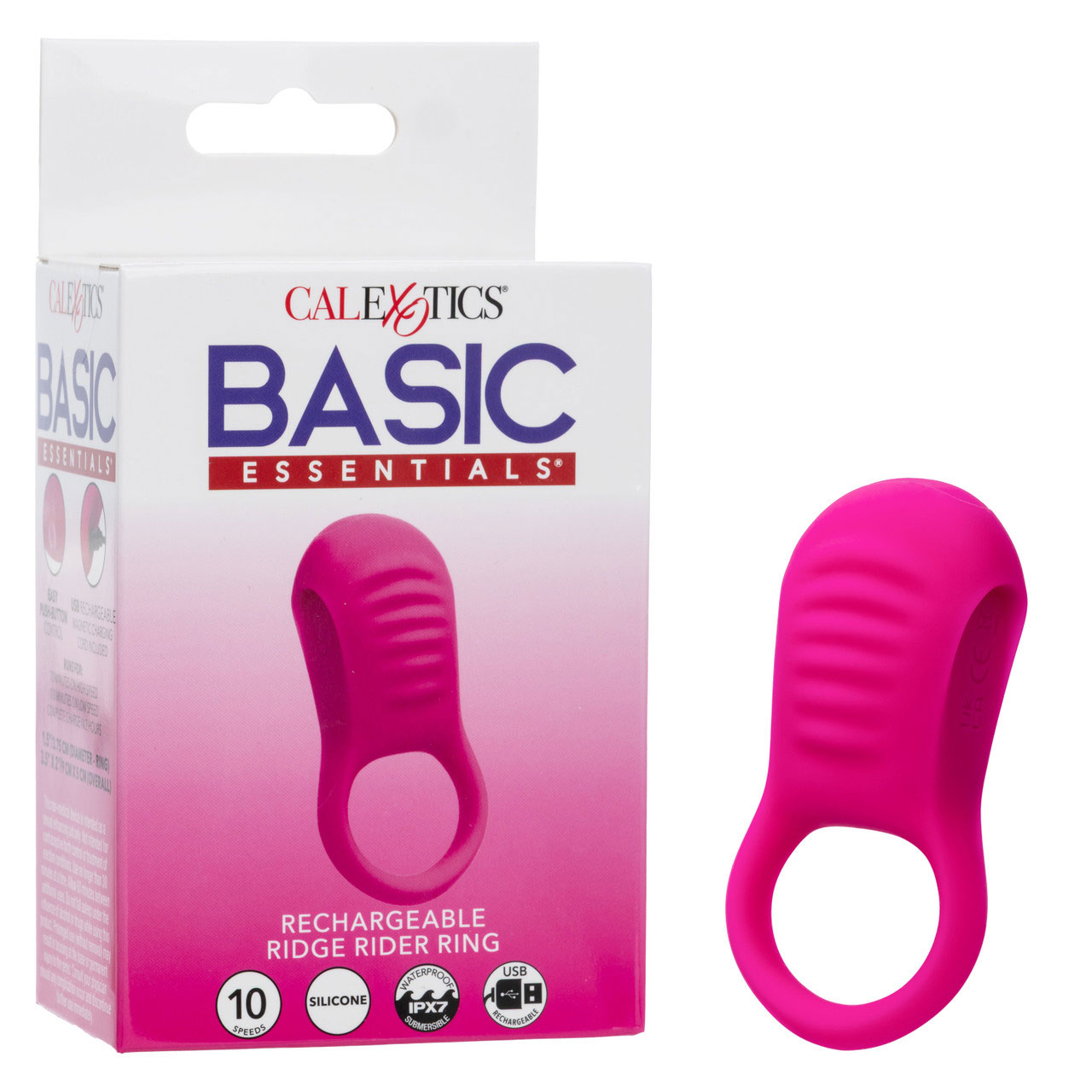 Basic Essentials Rechargeable Ridge Rider Ring - Pink