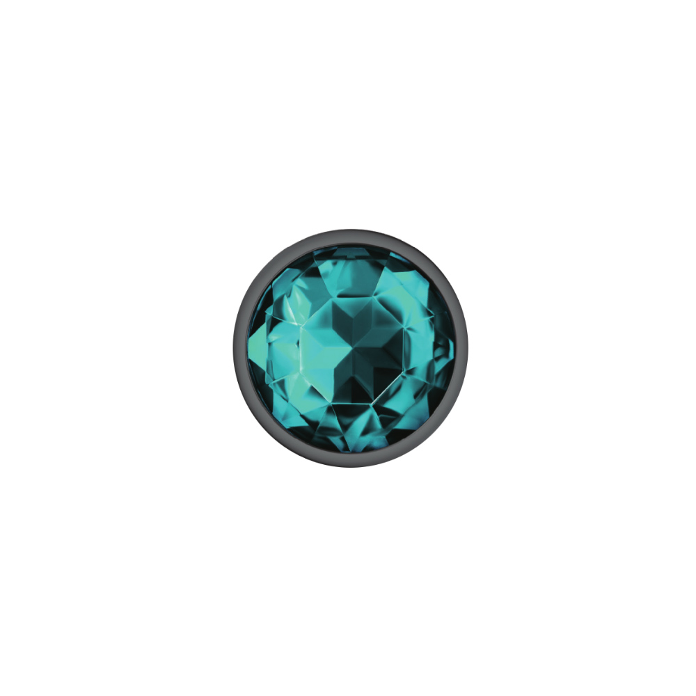 Teal Round Gem Gunmetal Metal Plug - Sm