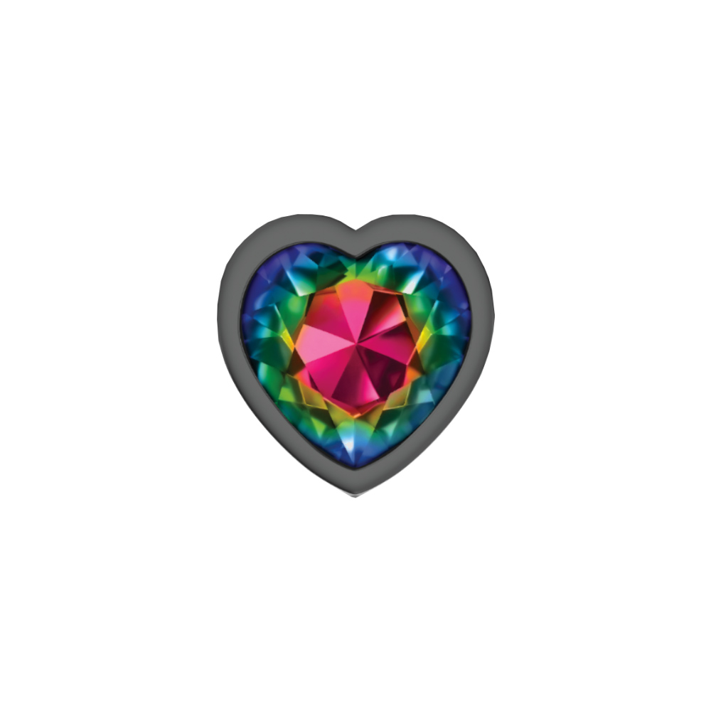 Rainbow Heart Gem Gunmetal Metal Plug - Sm
