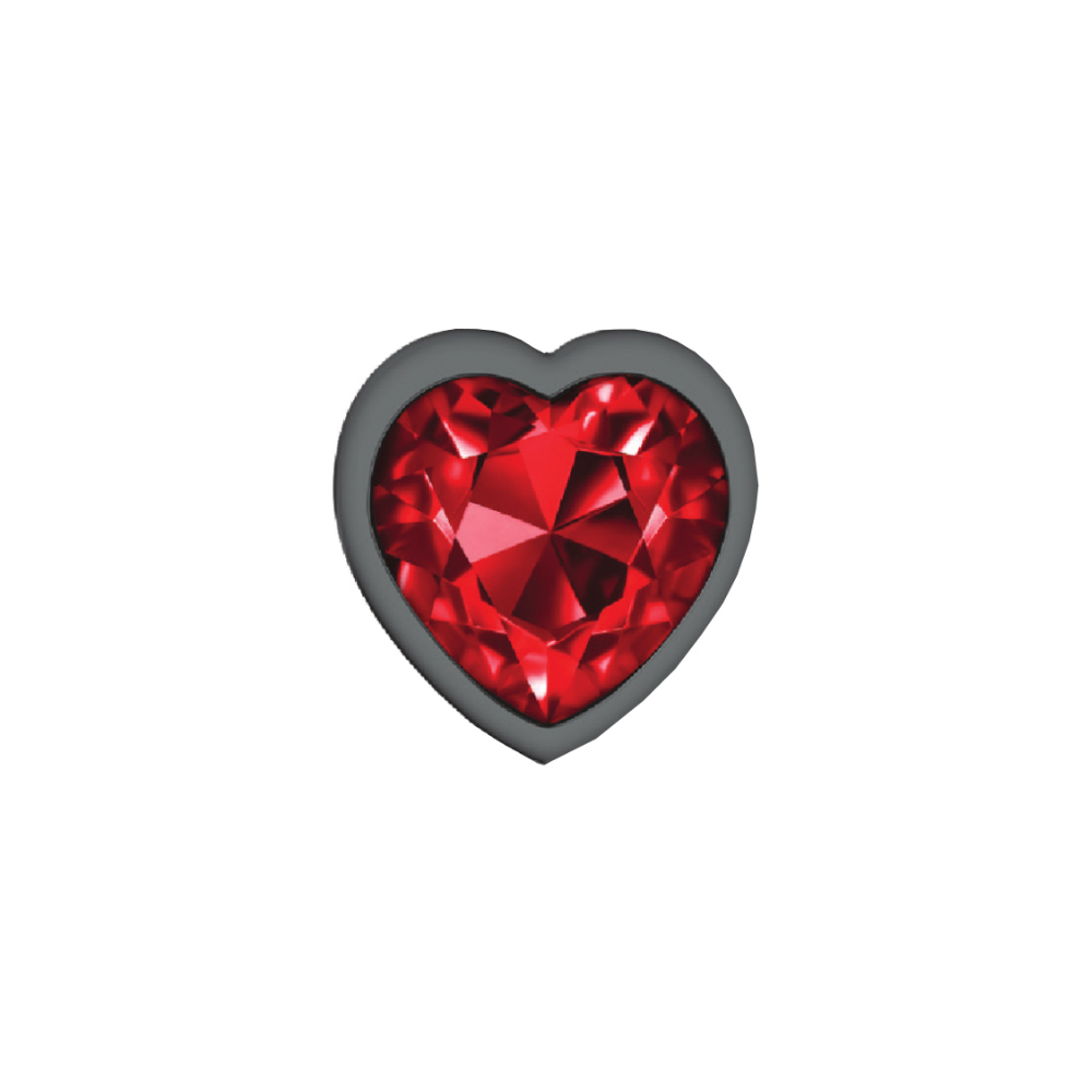 Deep Red Heart Gem Gunmetal Metal Plug - Sm
