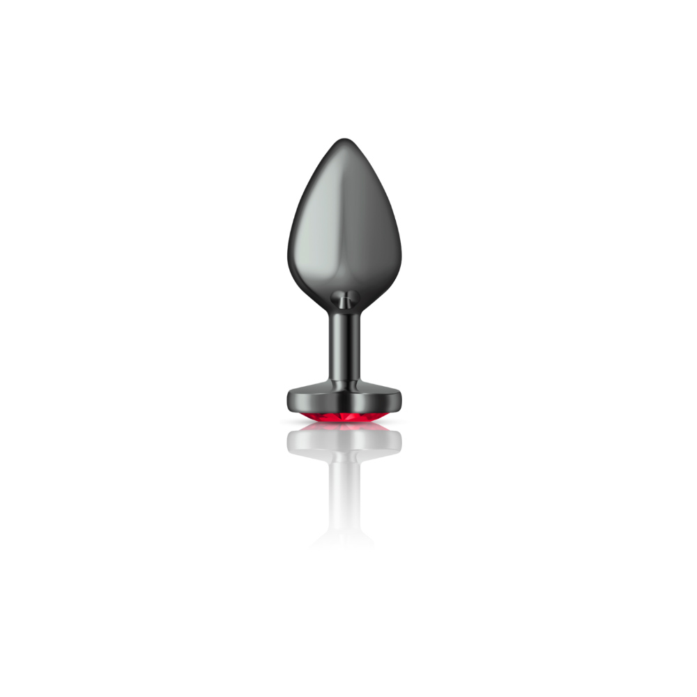 Deep Red Heart Gem Gunmetal Metal Plug - Md